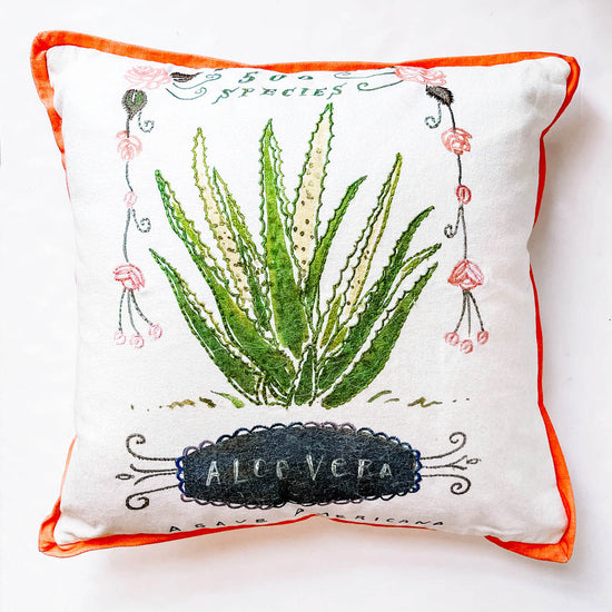 Decorative pillow with aloe vera plant design