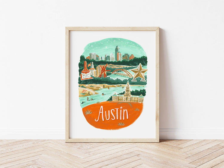Austin Texas City Art Print
