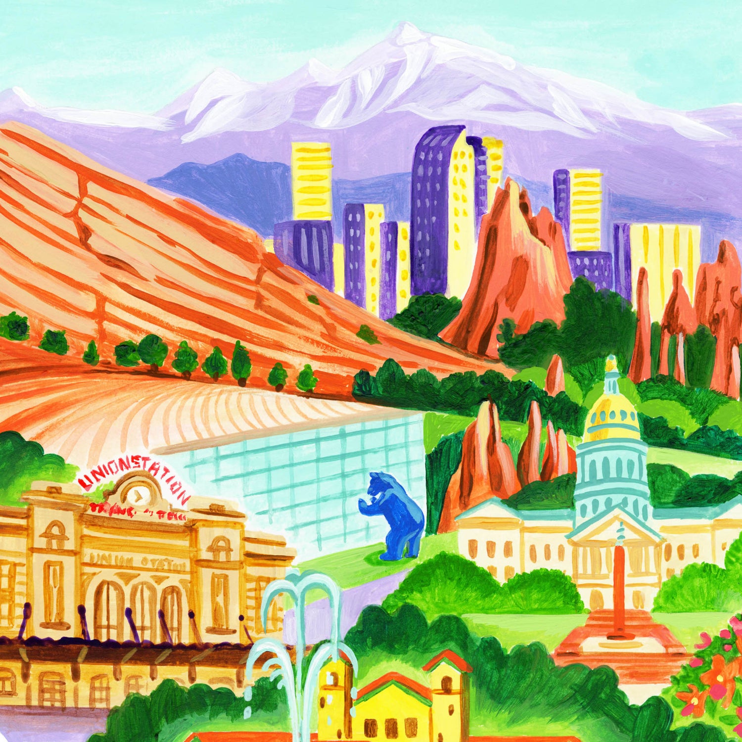 Denver Colorado City Skyline Art Print detail
