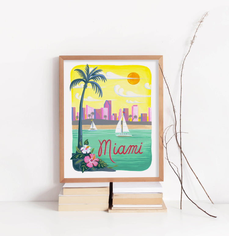 Miami Florida Skyline City Art Print