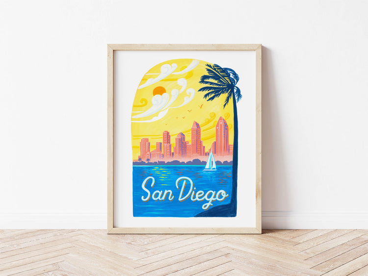 San Diego California City Skyline Art Print