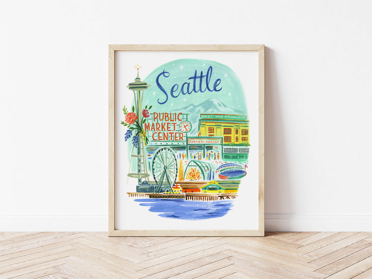 Seattle Washington City Skyline Art Print