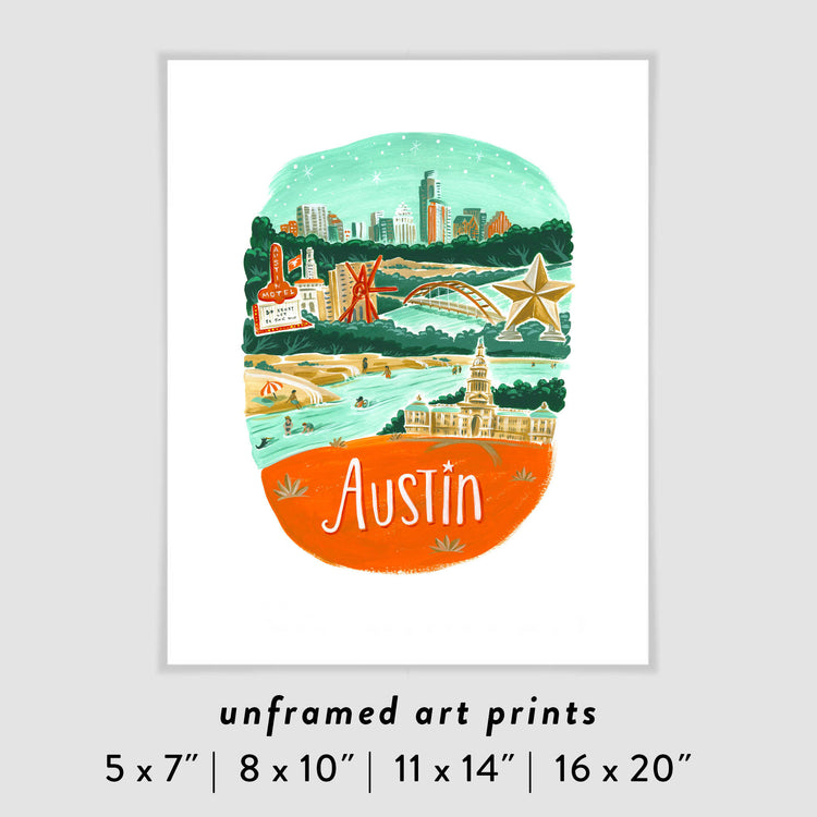 Austin Texas City Art Poster