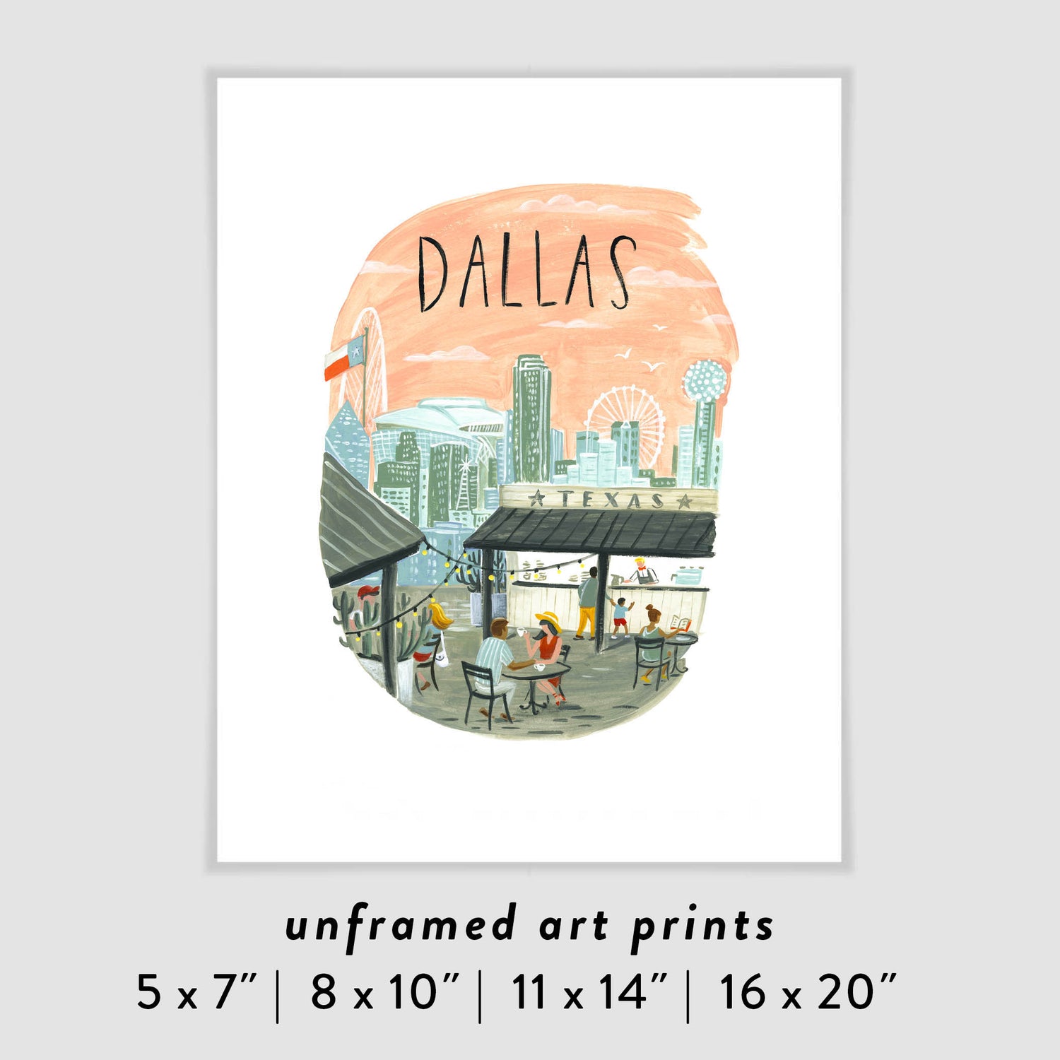 Dallas Texas City Skyline Art Print