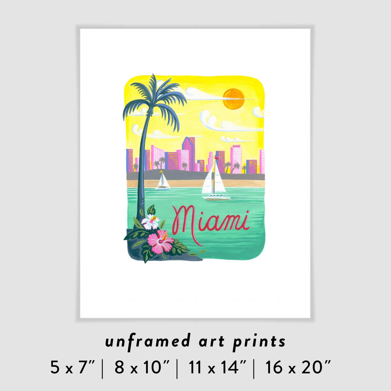 Miami Florida Skyline City Art Poster