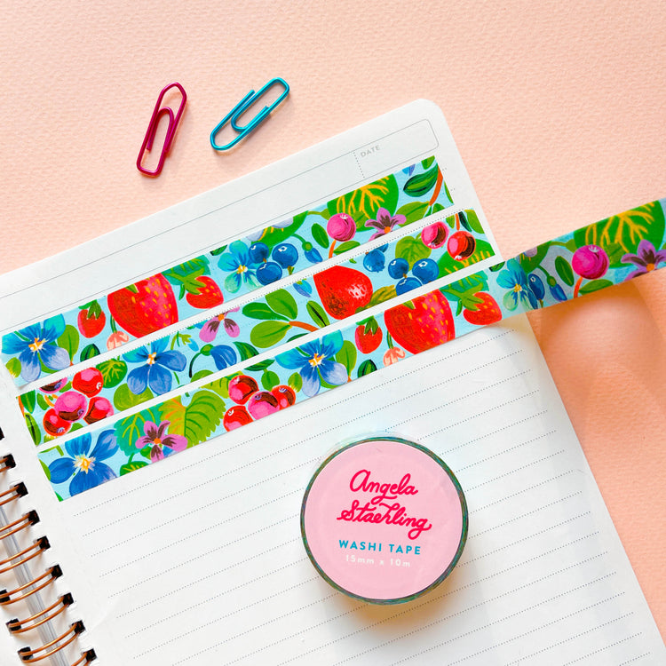 berry and flowers washi tape