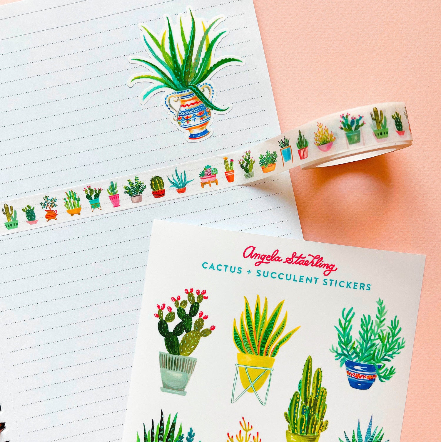 Cactus sticker sheet with cactus washi tape