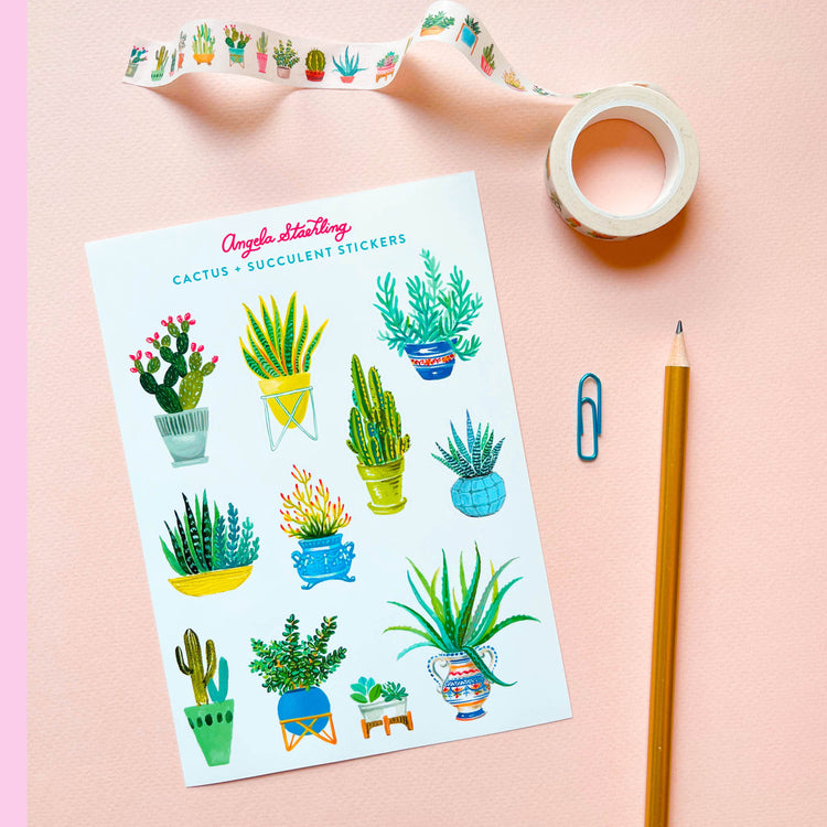 Cactus sticker sheet