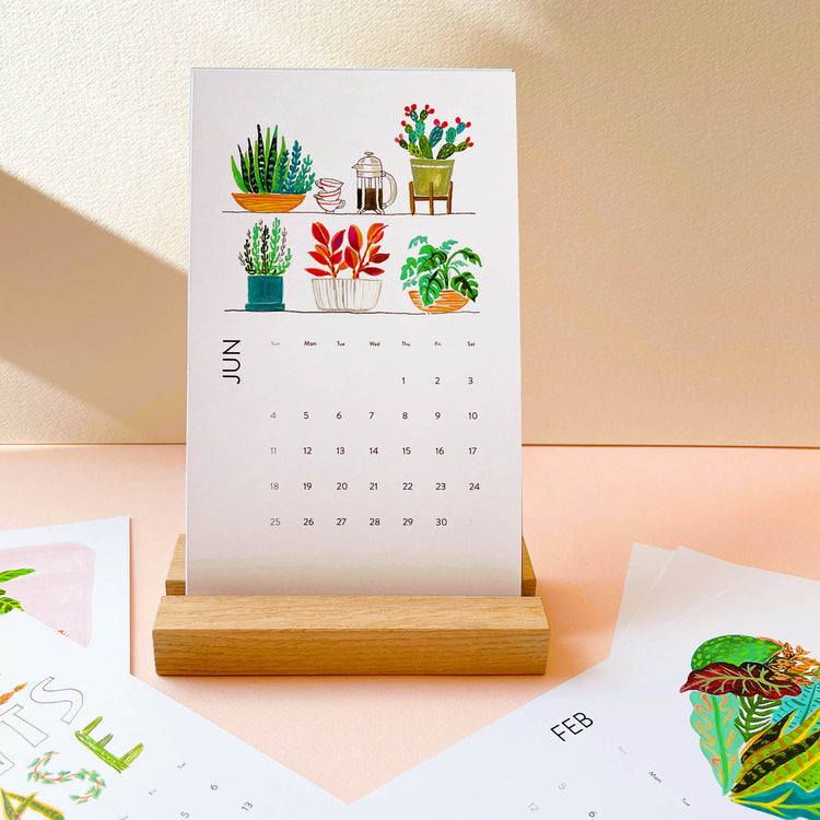 2023 Desktop Plant calendar with wood base stand