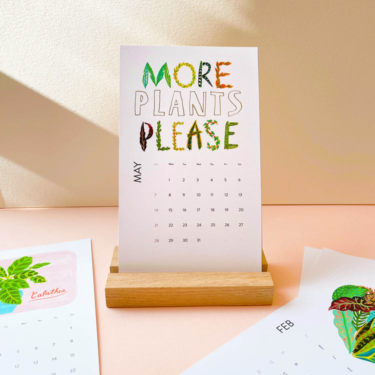 2023 Desktop Plant calendar with wood base stand