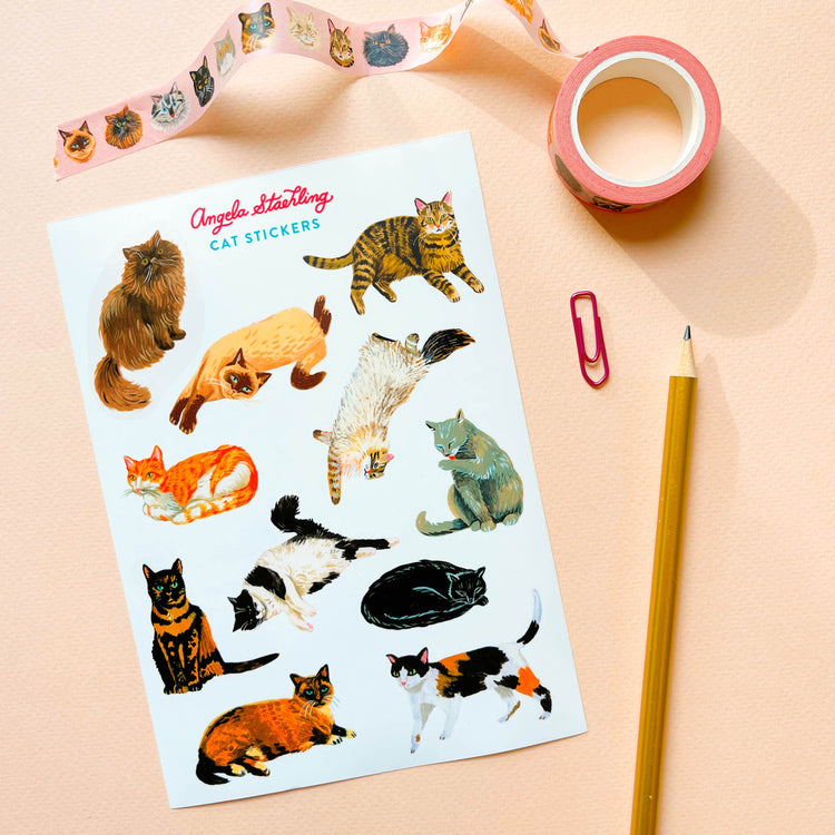 Cat sticker sheet with cat washi tape