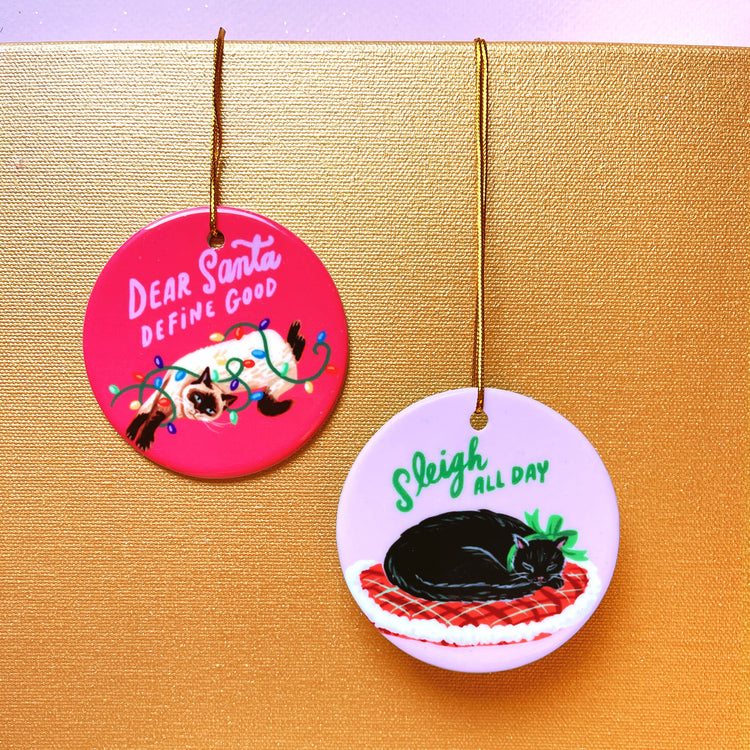 Black Cat Christmas Ornament