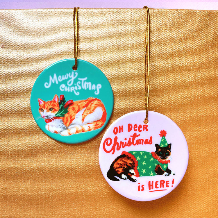Siamese Cat Christmas ornament in holiday sweater