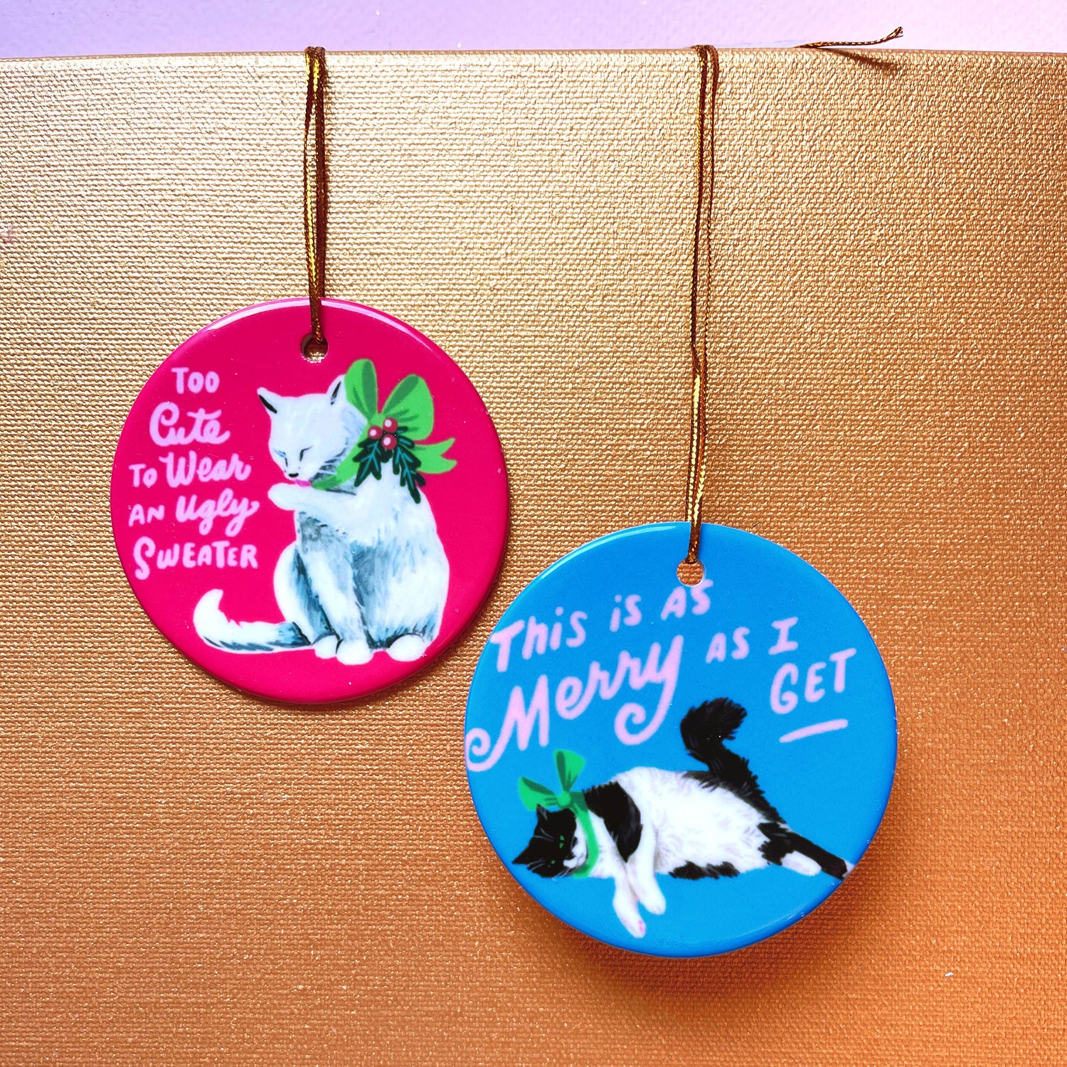 Tuxedo cat Christmas ornament