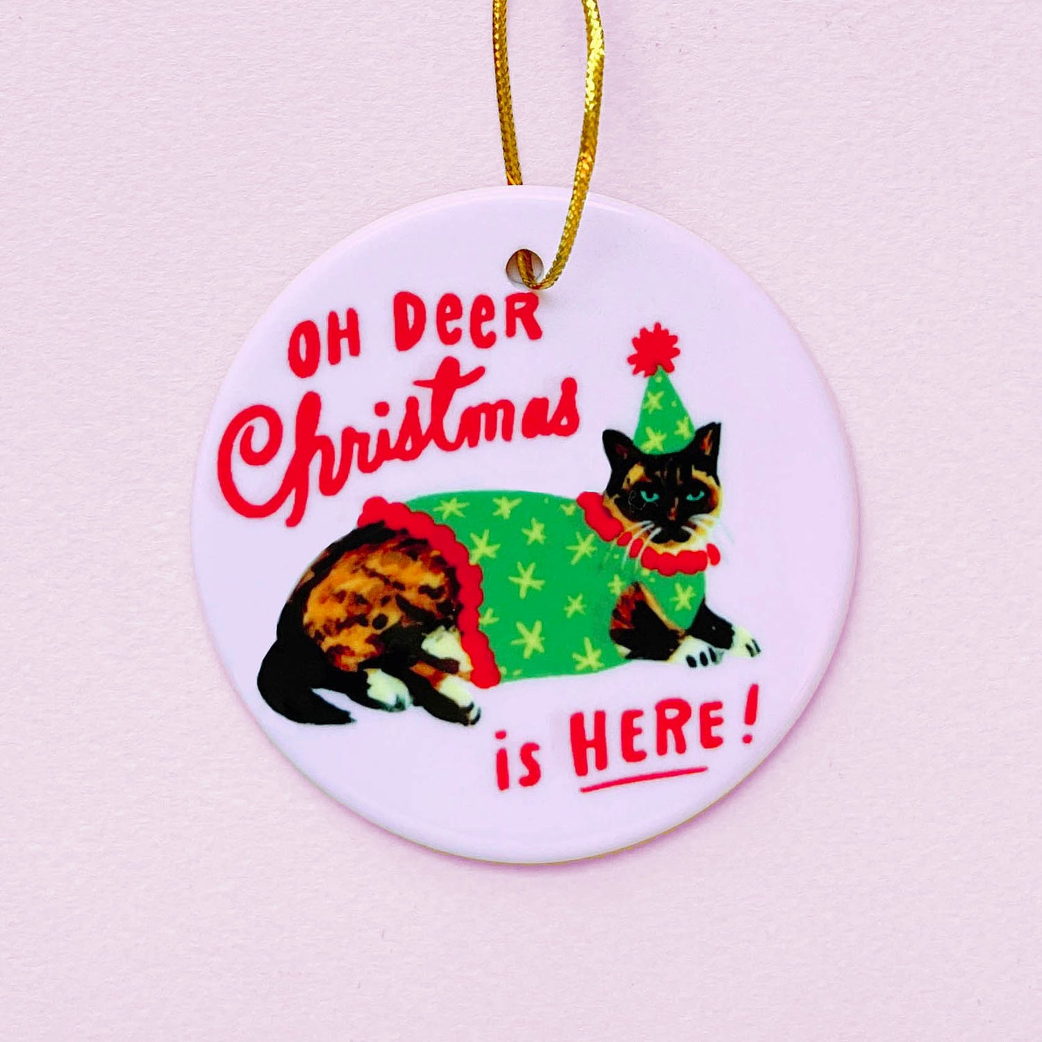 Siamese Cat Christmas ornament in holiday sweater