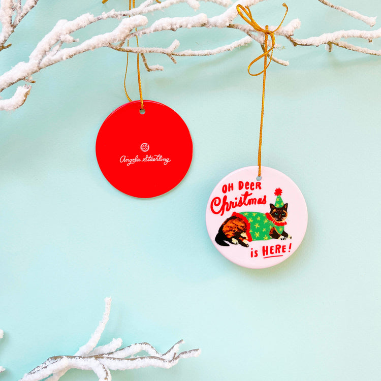 Siamese Cat Christmas ornament in holiday sweater