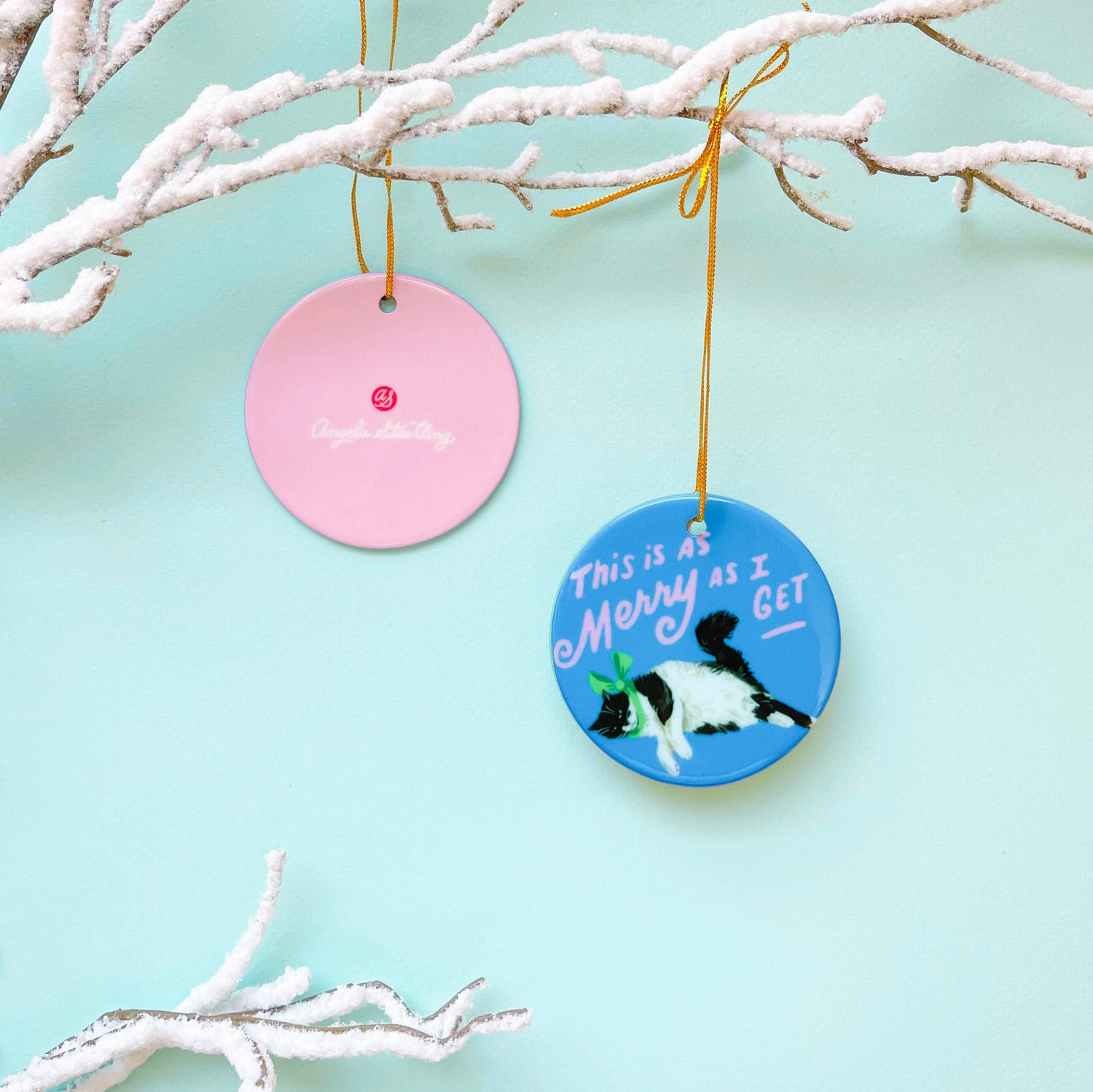 Tuxedo cat Christmas ornament