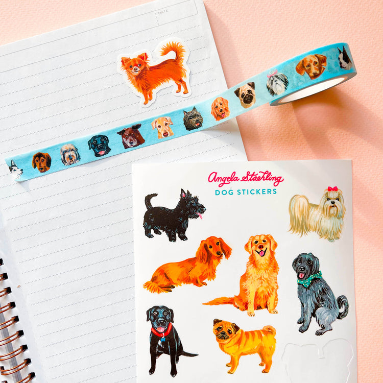 Dog sticker and dog washi tape