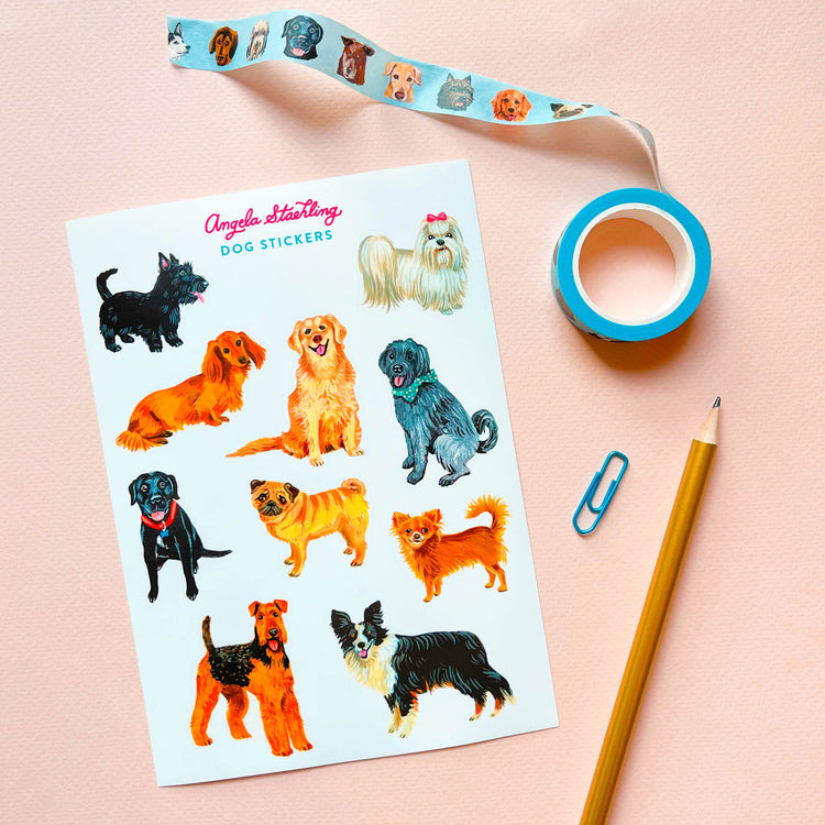 Dog sticker sheet and dog washi tape