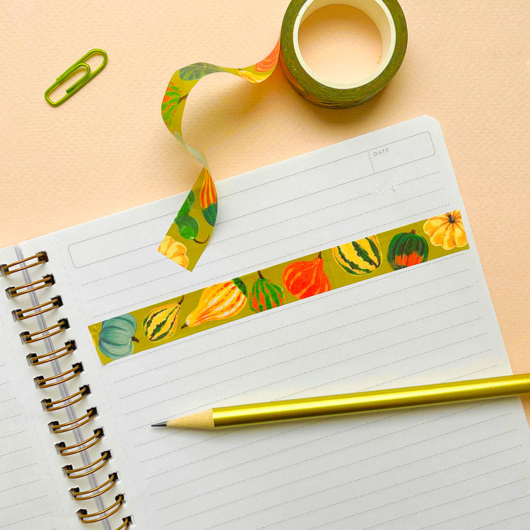 Fall Pumpkin washi tape in notebook