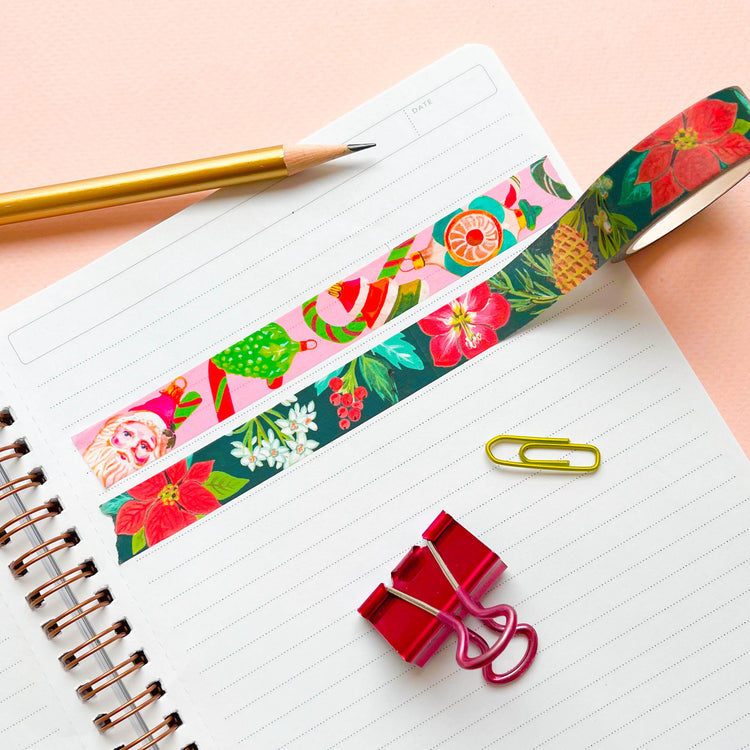 Christmas washi tape with pink Christmas ornament washi tape