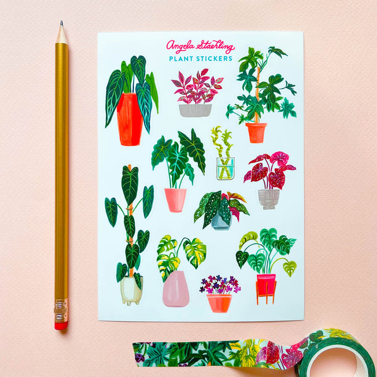 Houseplant sticker sheet with 11 houseplants