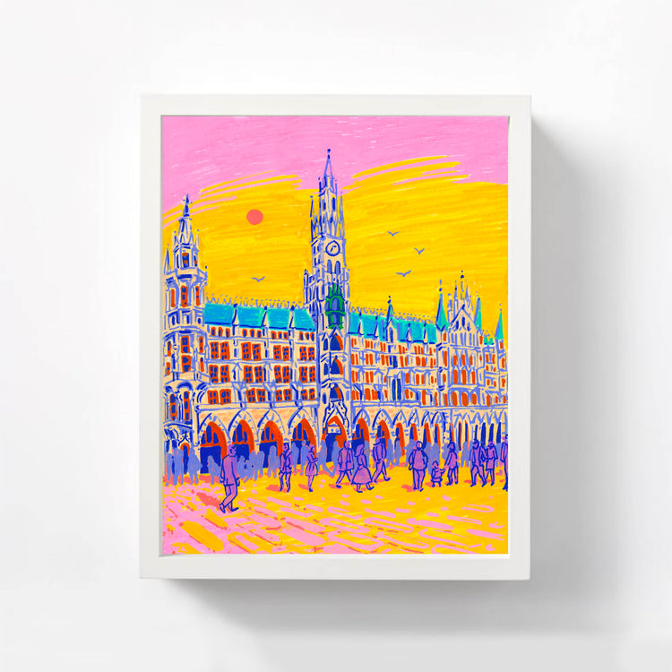Munich, Germany illustration in white frame