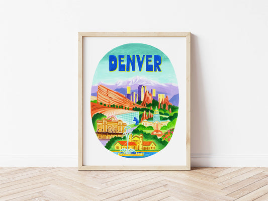 Denver Colorado City Skyline Art Print