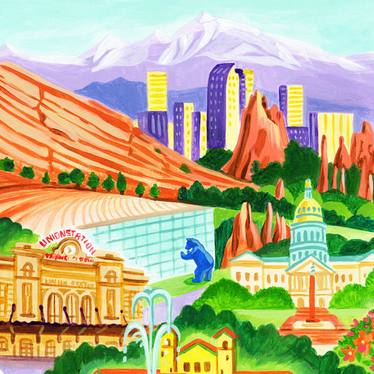 Denver Colorado City Skyline Art Print detail