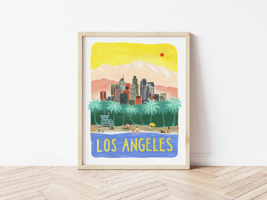 Los Angeles City Skyline Art Print