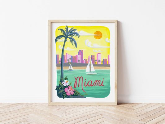 Miami Florida Skyline City Art Print