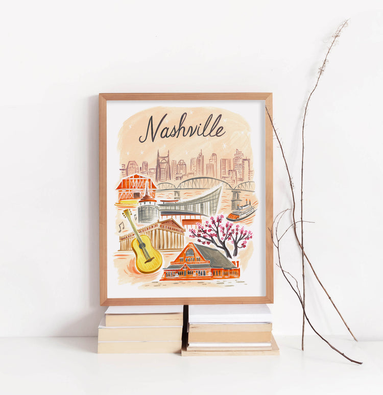 Nashville Tennessee City Skyline Art Print