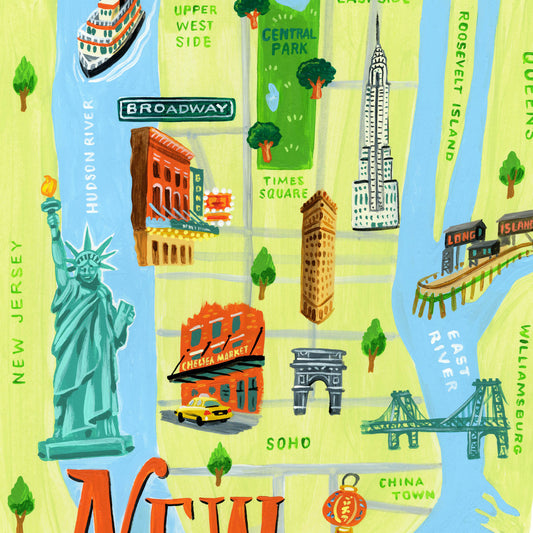 New York City Map Art Print detail