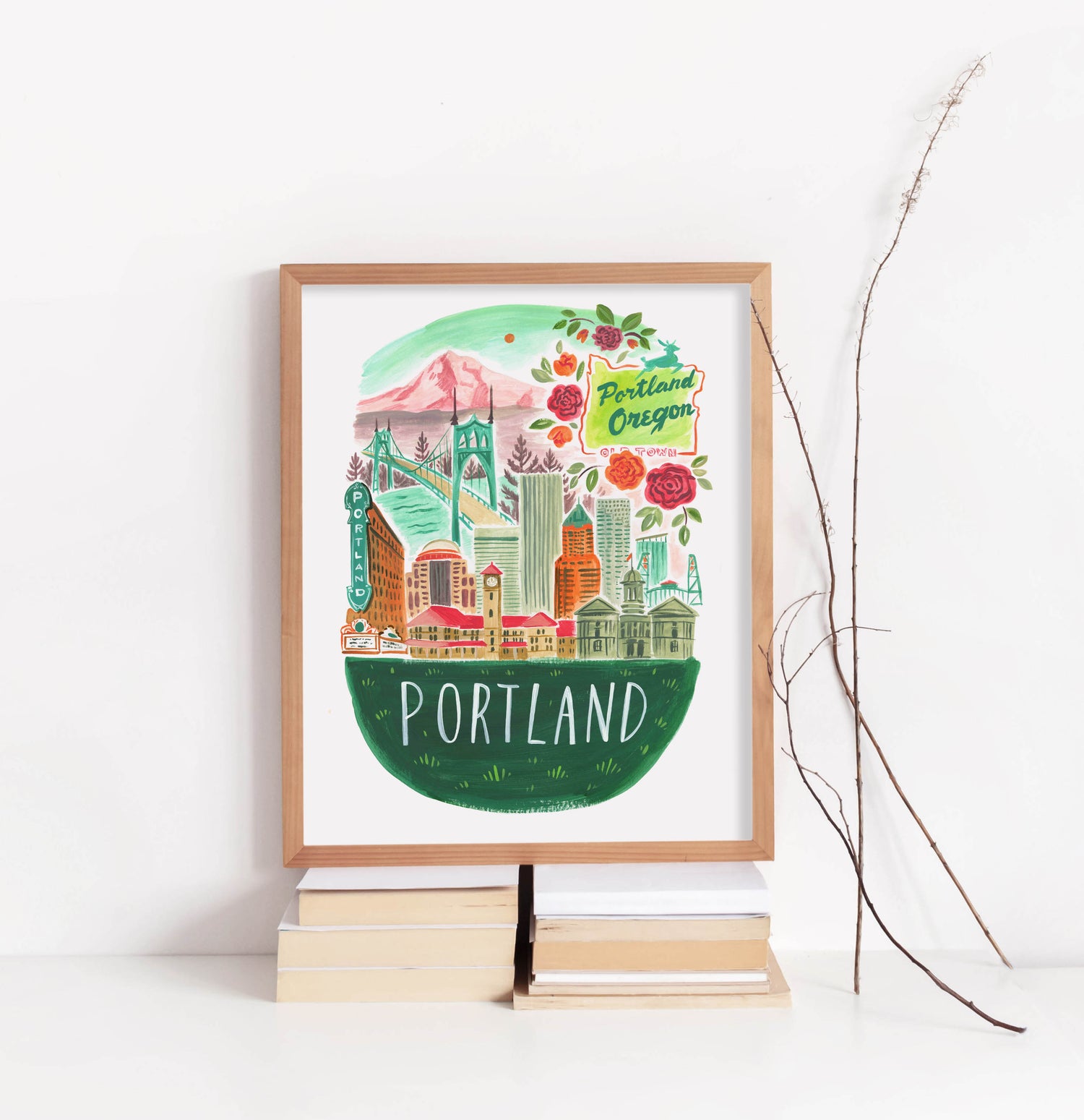 Portland Oregon City Skyline Art Print