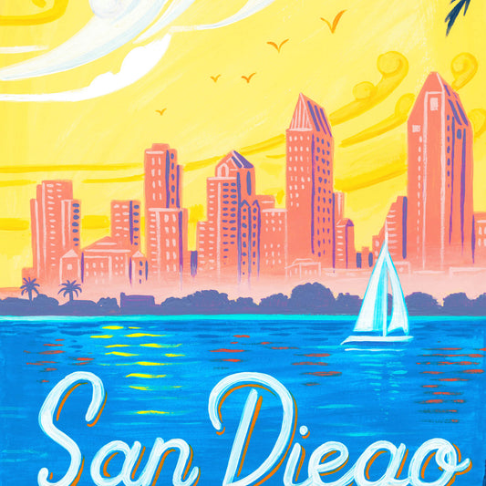 San Diego California City Skyline Art Print detail