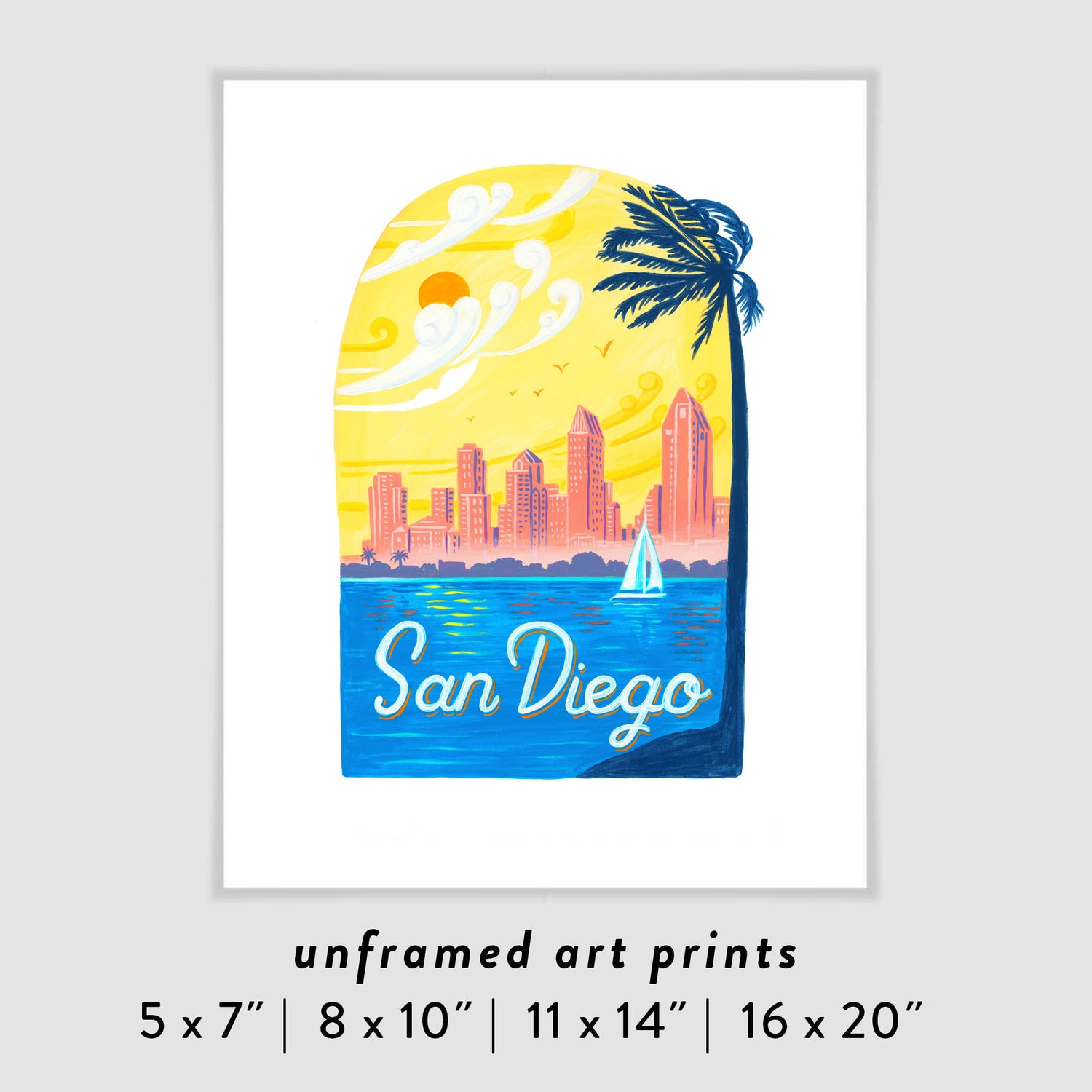 San Diego California City Skyline Art Poster