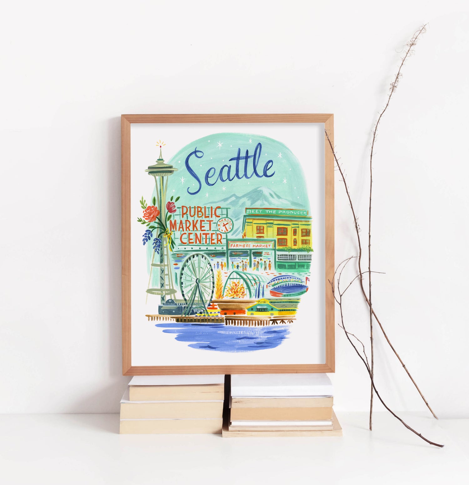 Seattle Washington City Skyline Art Print