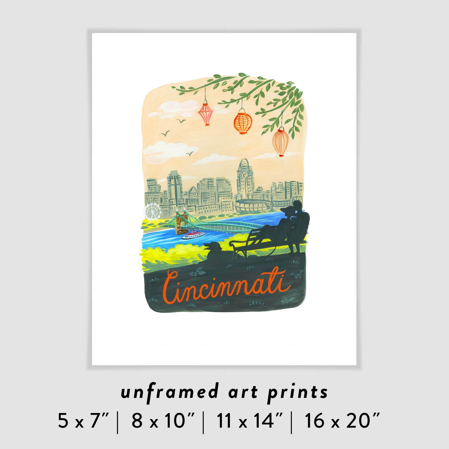 Cincinnati Ohio City Skyline Art Poster