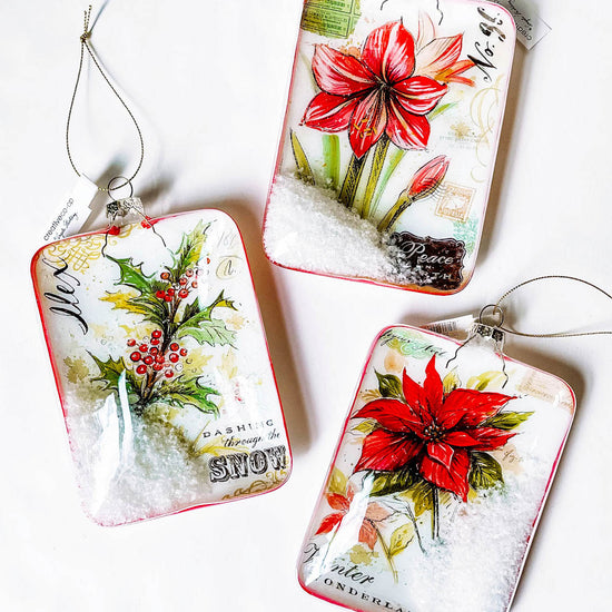 Holiday floral ornaments by Creative Coop and Angela Staehling