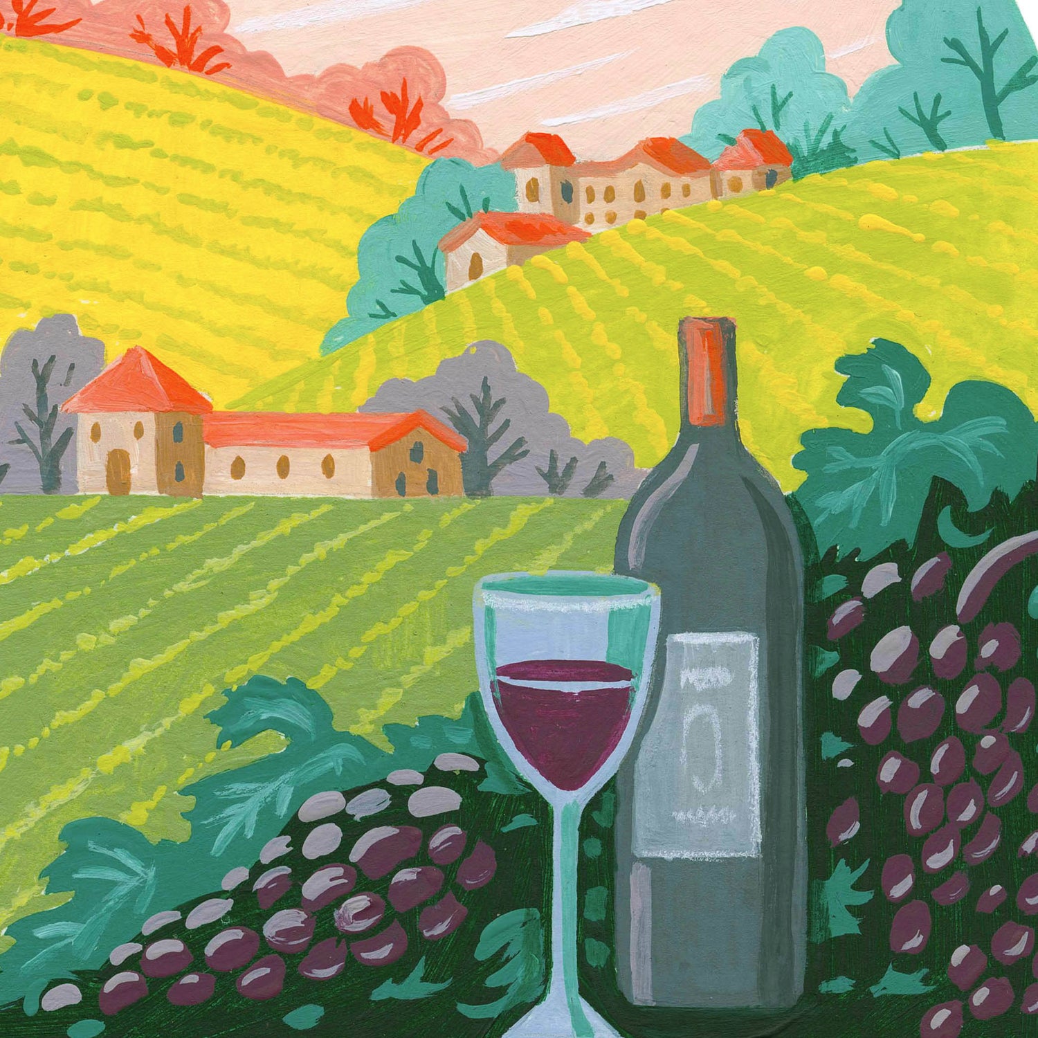 Napa Valley California Winery Art Print detail