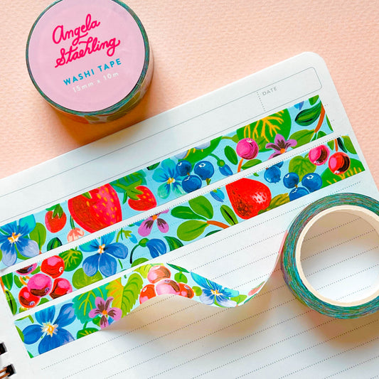 strawberry and floral washi tape