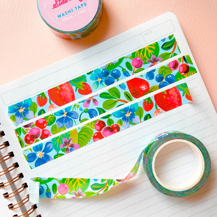 colorful berry and flowers washi tape