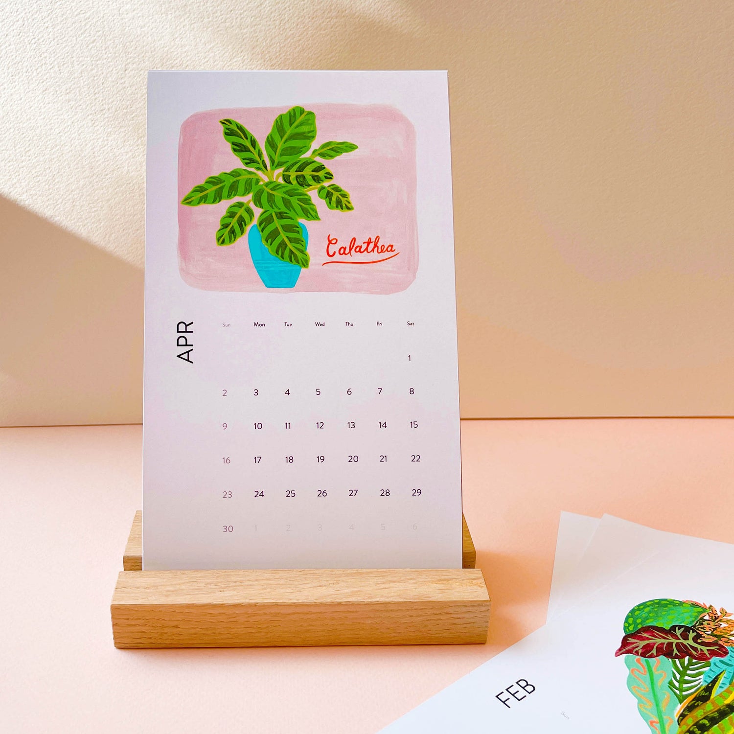 2023 Desktop Plant calendar with wood base stand