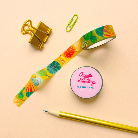 Pumpkin washi tape with pencil and paper clip