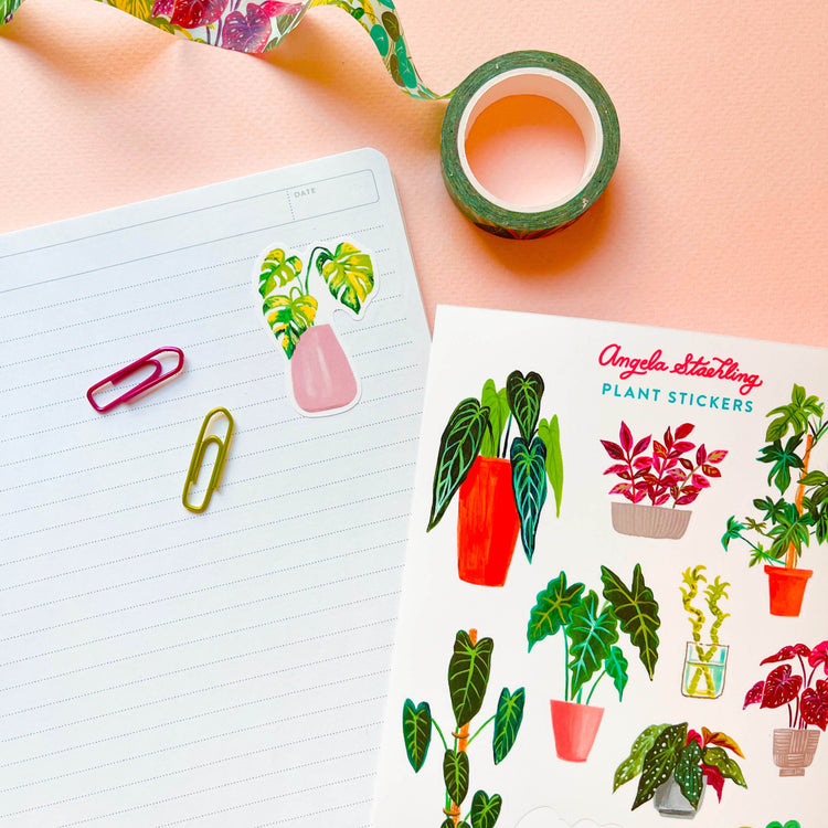 Houseplant stickers with plant washi tape