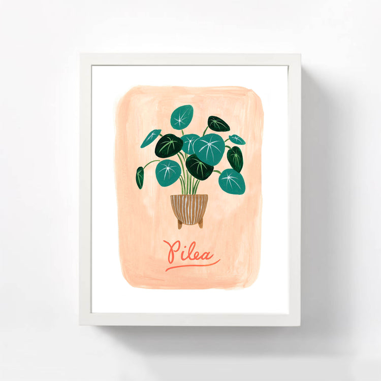 Pilea Plant illustration in white frame