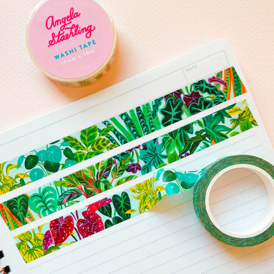 Plant washi tape with colorful pattern of plants.