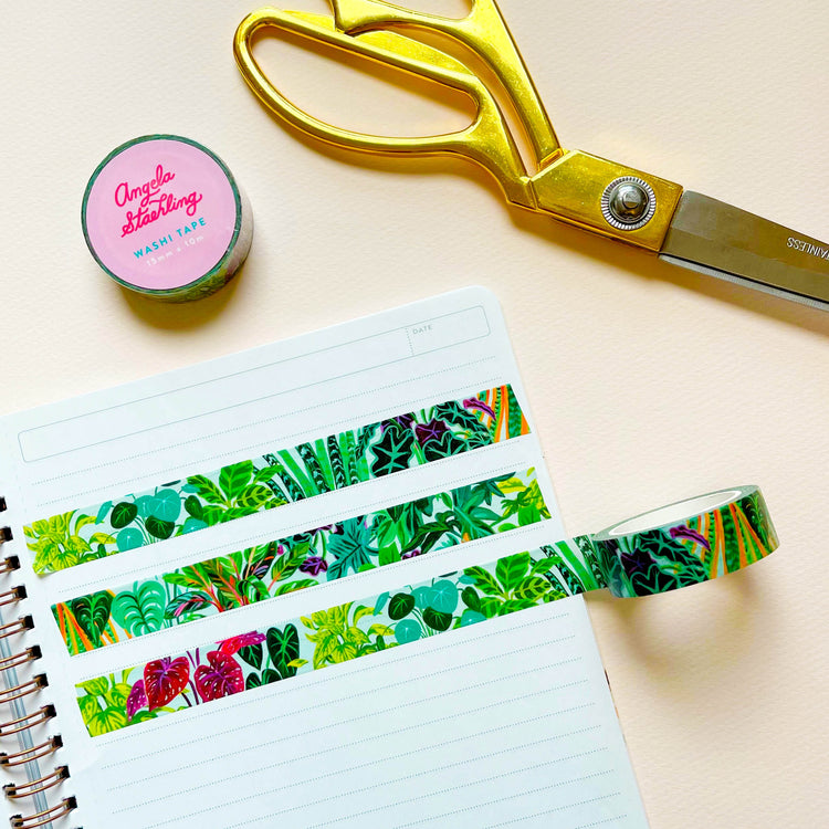 Three rows of Plant Washi Tape with colorful pattern.