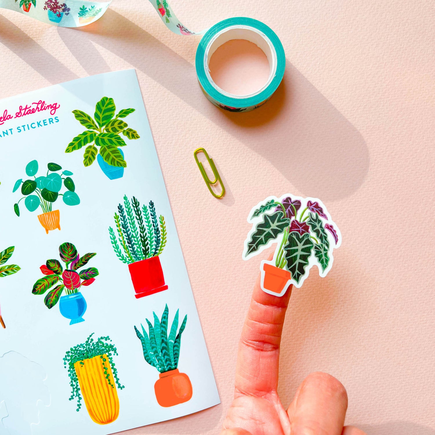 Plant sticker with plant washi tape and sticker sheet