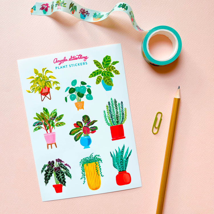 Plant sticker sheet with plant washi tape
